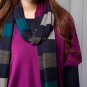 Extra-fine Merino Wool Warm Cozy Multicolored (blue/black/gray) Striped Scarf