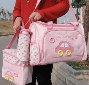2 Multi-Function Baby Tote Nappy Bags + Accessories (Pink) - HOT & NEW