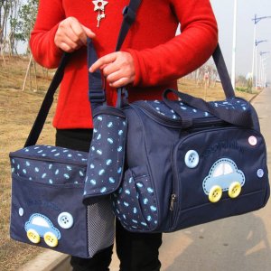 2 Multi-Function Baby Tote Nappy Bags + Accessories (Deep Blue) - HOT & NEW