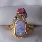 Artistic Opal and Ruby ring  R-1008