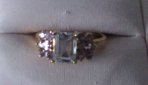 Emerald cut Aquamarine Ring  R-1073