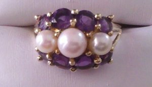 Peal and Amethyst Ring R-1212