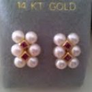 Pearl and ruby earrings  ER-0252