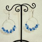 Blue tear drop beads hoop earrings