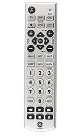 GE Universal Big Button Remote Control, 4 Device, Model 24965, Silver