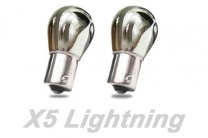 X5 Lightning 1156 1141 7506 Silver Stealth Chrome Red Turn Signal Bulbs