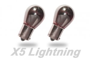 X5 Lightning PY21W 1156 1141 7506 Silver Stealth Chrome Amber Turn Signal Bulbs