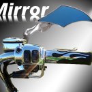 Custom Chrome Motorcycle Diamond Flame Mirror w/ Blue Tint fits all Harley Davidsons, Suzuki, Honda,