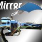 Custom Chrome Motorcycle Diamond Flame Mirror w/ Blue Tint fits all Harley Davidsons, Suzuki, Honda,