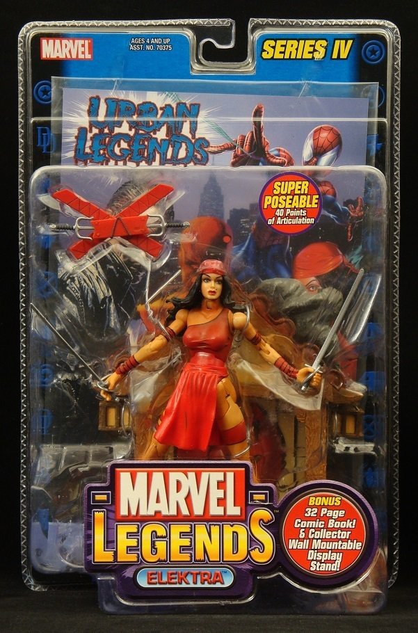 MARVEL LEGENDS SERIES WAVE 4 ELEKTRA FIGURE W/ DISPLAY STAND BASE WALL ...