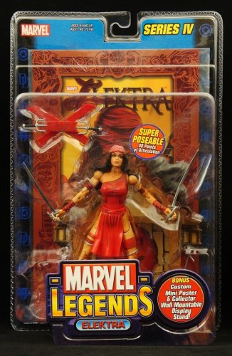 MARVEL LEGENDS SERIES WAVE 4 ELEKTRA FIGURE W/ DISPLAY STAND BASE WALL ...