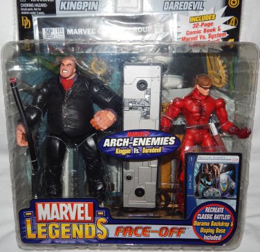 MARVEL LEGENDS FACE OFF UNMASKED VARIANT DAREDEVIL VS KINGPIN ACTION FIGURE 2 PACK 2006 TOYBIZ