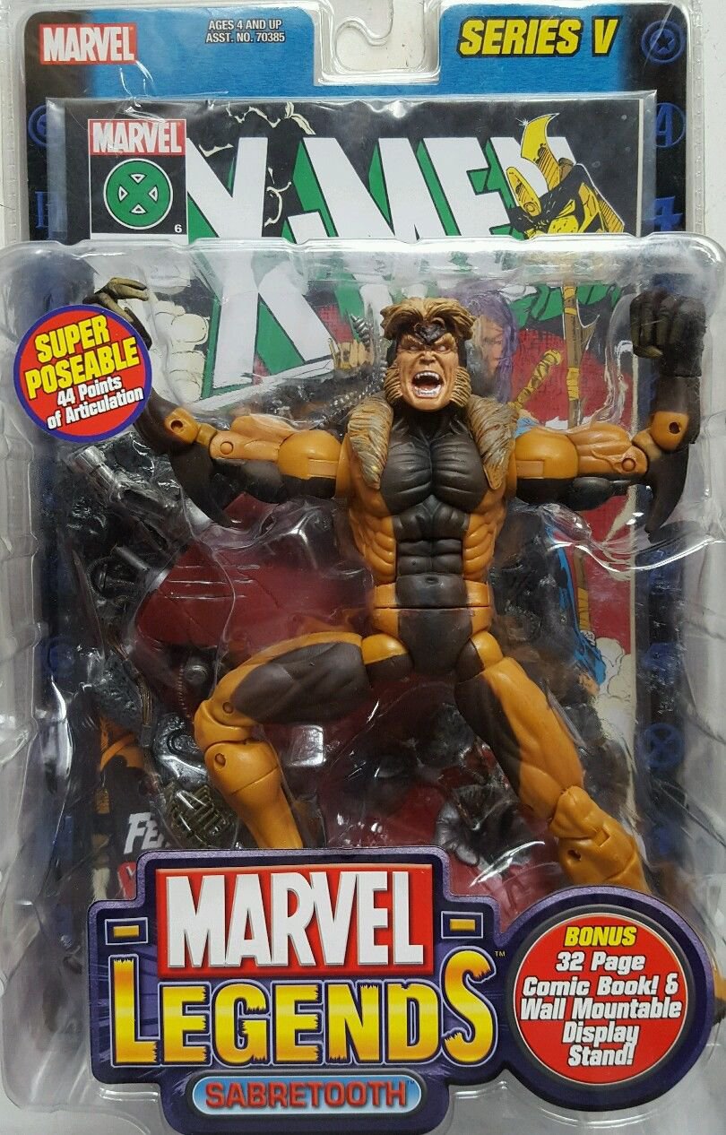 MARVEL LEGENDS SERIES WAVE 5 SABRETOOTH FIGURE W/ DISPLAY STAND BASE