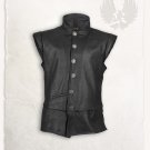 MYTHOLON PRE-OWNED BLACK TILLY LEATHER DOUBLET UNISEX SIZE LARGE MEDIEVAL RENAISSANCE REN LARP WEAR