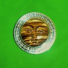 SAJEN Carved Tiger Eye Moon Goddess Sterling Pendant/Brooch