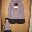 Girls Aline Dress monogrammed 4t-8yrs with a matching 18in doll dress and hairbow