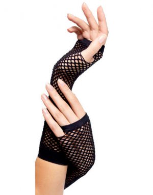 Black Fingerless Fishnet Gloves