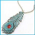Retro Style Peacock Feather Necklace