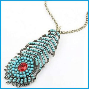 Retro Style Peacock Feather Necklace