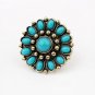 Antique Look Daisy Flower Ring in Turquoise