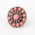 Antique Look Daisy Flower Ring in Pink