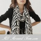Fringed Zebra Print Scarf/Shawl