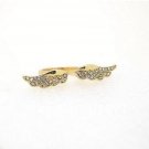 Angel Wing Ring in Gold with Rhinestone