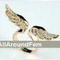 Angel Wing Ring in Gold with Rhinestone