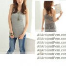 Gray Racerback Embroidered Back Tank Top