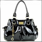 Faux Patent Leather Designer Inspired Black Handbag