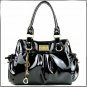 Faux Patent Leather Designer Inspired Black Handbag
