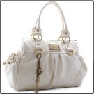 Faux Patent Leather Designer Inspired White Handbag