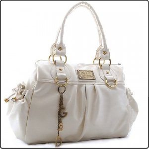Faux Patent Leather Designer Inspired White Handbag