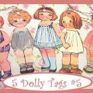 Dolly Dingle Tag Set Vintage Retro Style 5 Pc #5