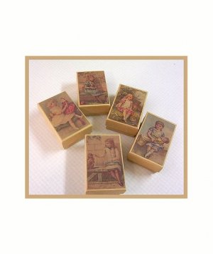 5 Wee Doll Boxes/Lids #V4  Antique Style Doll Boxes