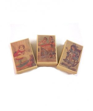 3 Wee Doll Boxes/Lids #V6  Antique Style Doll Boxes