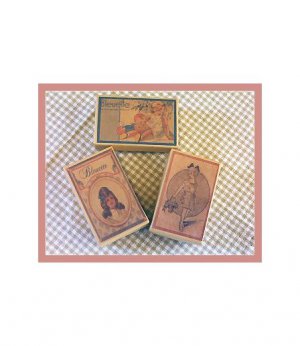 3 Wee Bleuette Boxes #B2  Antique Style  Boxes