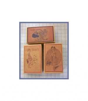 3 Wee Bleuette Boxes #B4  Antique Style  Boxes