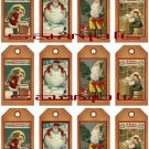 12 Vintage Primitive Santa Tags #2