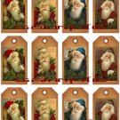 12 Vintage Primitive Santa Tags #3