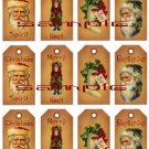 12 Vintage Primitive Santa Tags #4