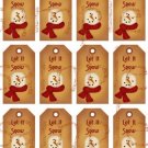 12 Vintage Primitive SnowmanTags #7