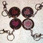 New Foldable Crystal Heart Print Purse Hangbag Hook & keychain 4pcs Holiday Gift