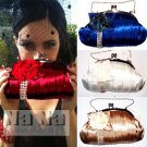 New Arrival 3D Rose & Rhinestone Evening Purse Bride Tote bag Clutch Gift SIL012