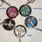 New Foldable Cross Pattern Purse Hook handbag Hanger &Keychain 5pcs Holiday Gift