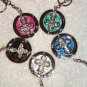 New Foldable Crystal Cross Pattern Bag hanger Purse Hook & Key Chain Nice gift
