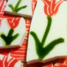 Mosaic Tiles Hand Painted Pepper Red Tulips FREE SHIPPING