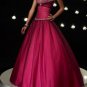 BRIDAL GOWN bridesmaid dress  beaded  strapless *wine red