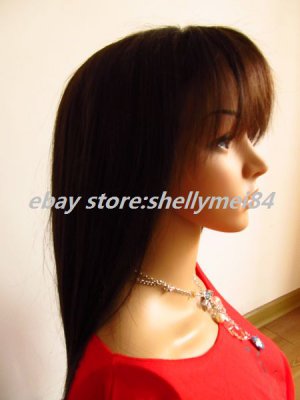 human hair full lace  wigs ,indian remy hair,dark brown,silky straight~~