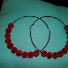 Large black and red hoop ear rings